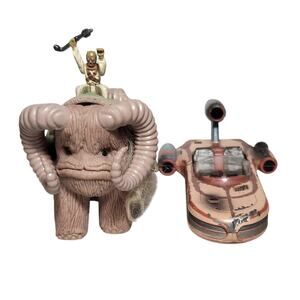 Star Wars Action Fleet Bantha W/ Tuscan Raider & Landspeeder Micro Machines 90s